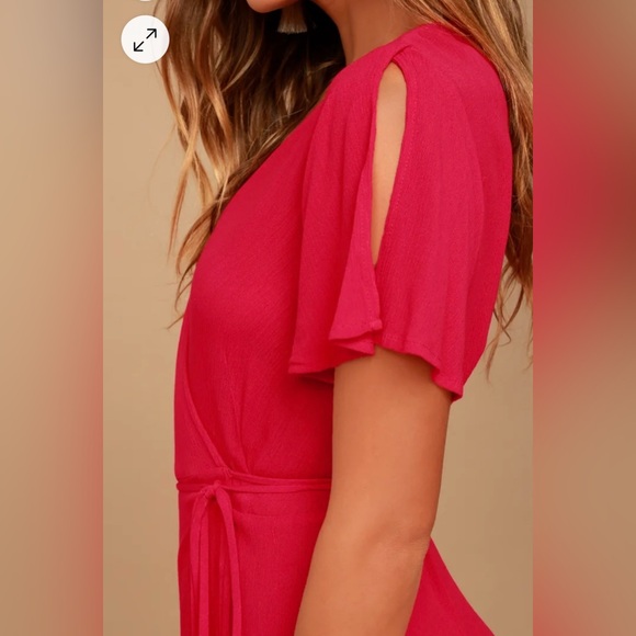🆕 LuLu’s Much Obliged Red Wrap Maxi Dress, Size L - Picture 5 of 10